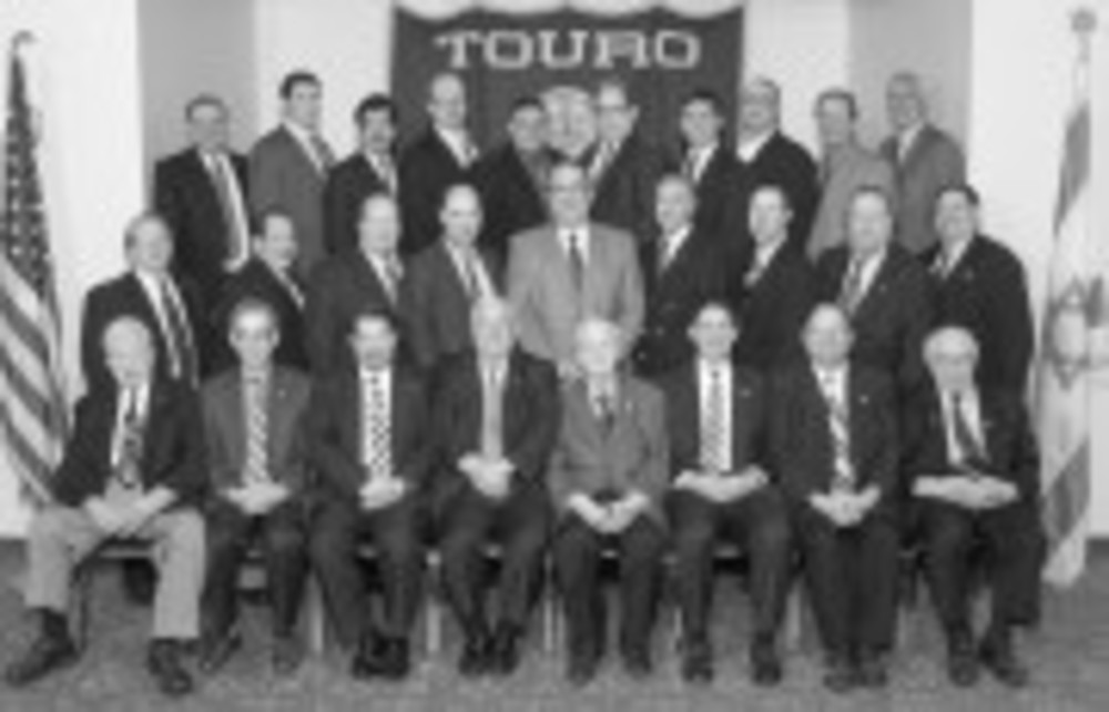 Touro Fraternal Association’s 2013-14 directors and officers pose for their annual picture. Front row, from left, Nathan Lury, Lester Nathan, Andrew Liss, Michael Smith, Milton Bronstein, Jeffrey Padwa, Barry Schiff and Judah Rosen; second row, from left, Max Guarino, Adam Halpern, Barry Shaw, Jed Brandes, Robert Miller, Steven Waldman, Richard Cohen, Rodney Locke and Alan Lury; third row, from left, Ried Redlich, Andrew Shuster, Manochehr Norparvar, Steven White, Stevan Labush, Jeffrey Davis, Bruce Weisman, Marc Gertsacov, Norman Dinerman and Andrew Lamchick. Arthur Poulten, Michael Levin and Max Dinerman are not pictured.